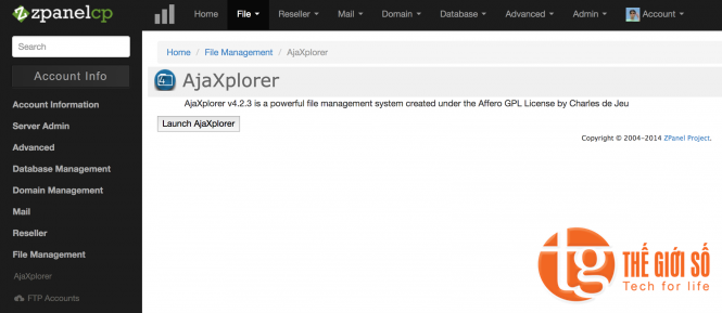 Hướng dẫn cài đặt module Ajaxplorer File Manager cho Zpanel